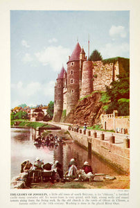 1938 Color Print Josselin France Castle Fortress Architecture Historical XGGD4
