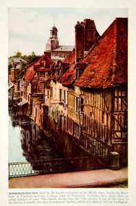 1938 Color Print Caudebec en Caux River Seine France Houses Architecture XGGD4