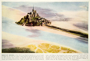 1938 Color Print Mont Saint Michel Normandy France Architecture Historical XGGD4