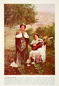 1938 Color Print Spanish Guitar Women Costume Traditional Dress Historical XGGD4