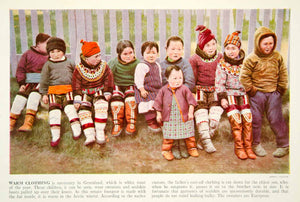 1938 Color Print Native Greenland Children Winter Clothing Traditional XGGD4
