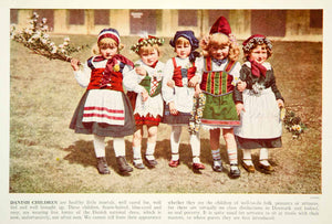 1938 Color Print Danish Children Traditional Dress Costume Fashion Image XGGD4