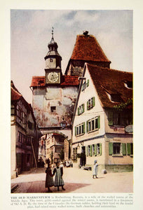 1938 Color Print Markusturm Rothenburg Bavaria Architecture Historical XGGD4