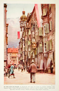 1938 Color Print Innsbruck Austria Architecture Old Quarter Historical XGGD4