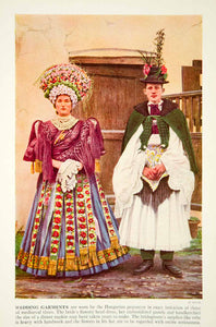 1938 Color Print Hungarian Wedding Costume Traditional Dress Historical XGGD4