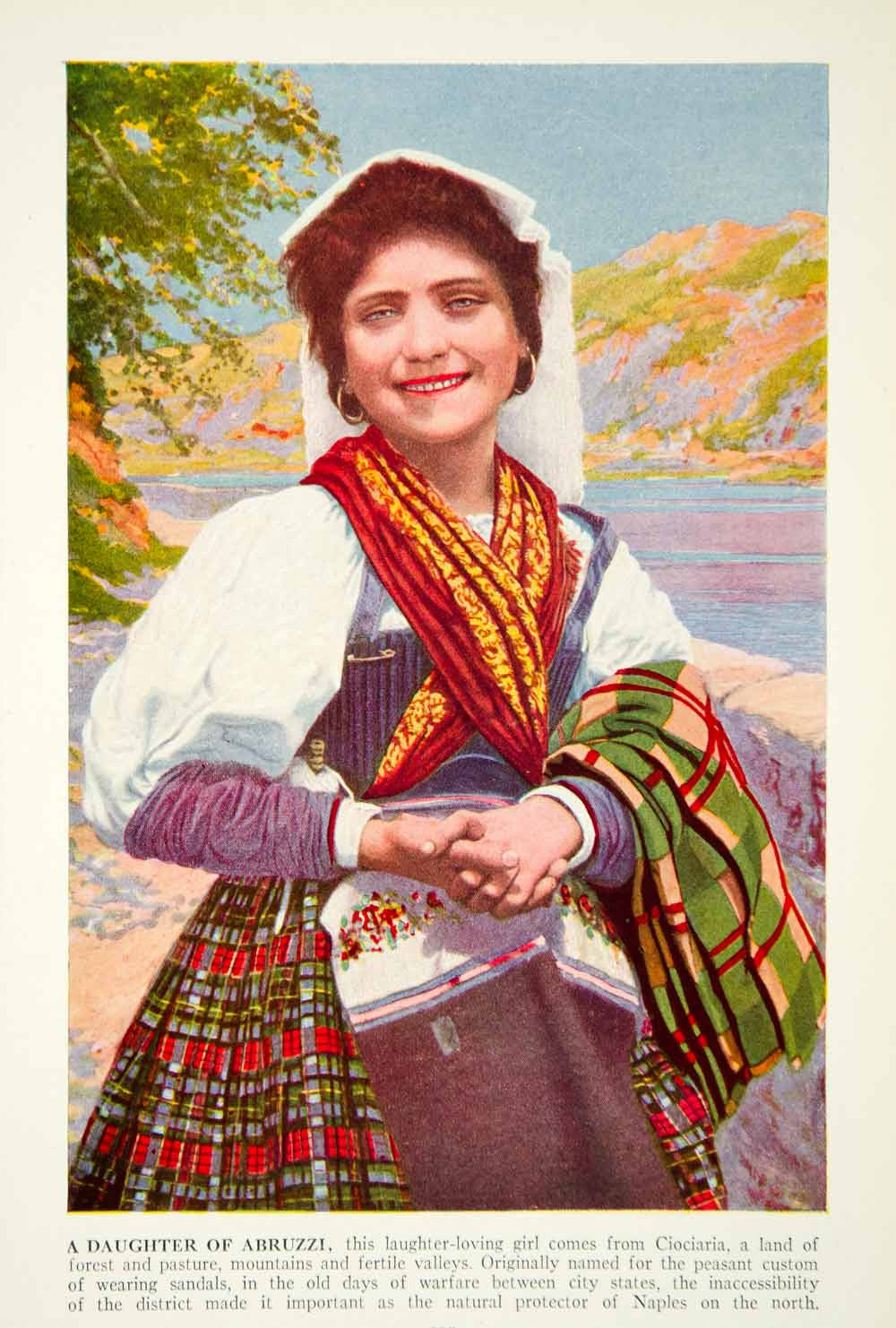1938 Color Print Abruzzi Italy Traditional Costume Garb Historical Image XGGD4