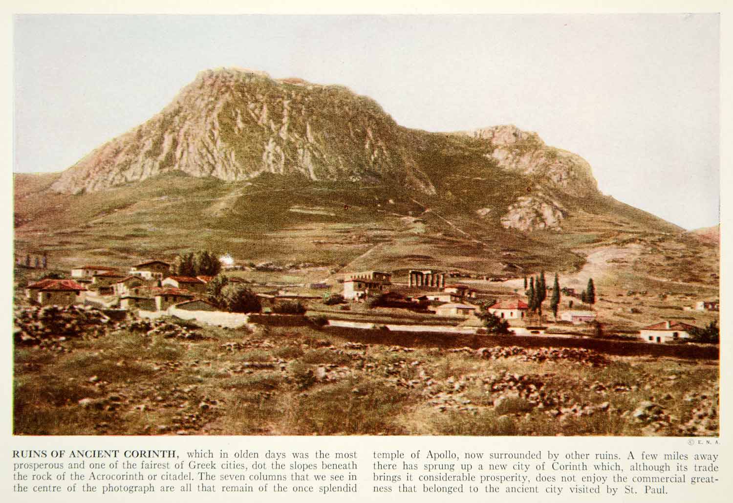 1938 Color Print Cornith Ruins Landscape Archeology Historical Image View XGGD4