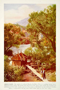 1938 Color Print Jajce Bosnia Pliva River Capital Cityscape Historical XGGD4