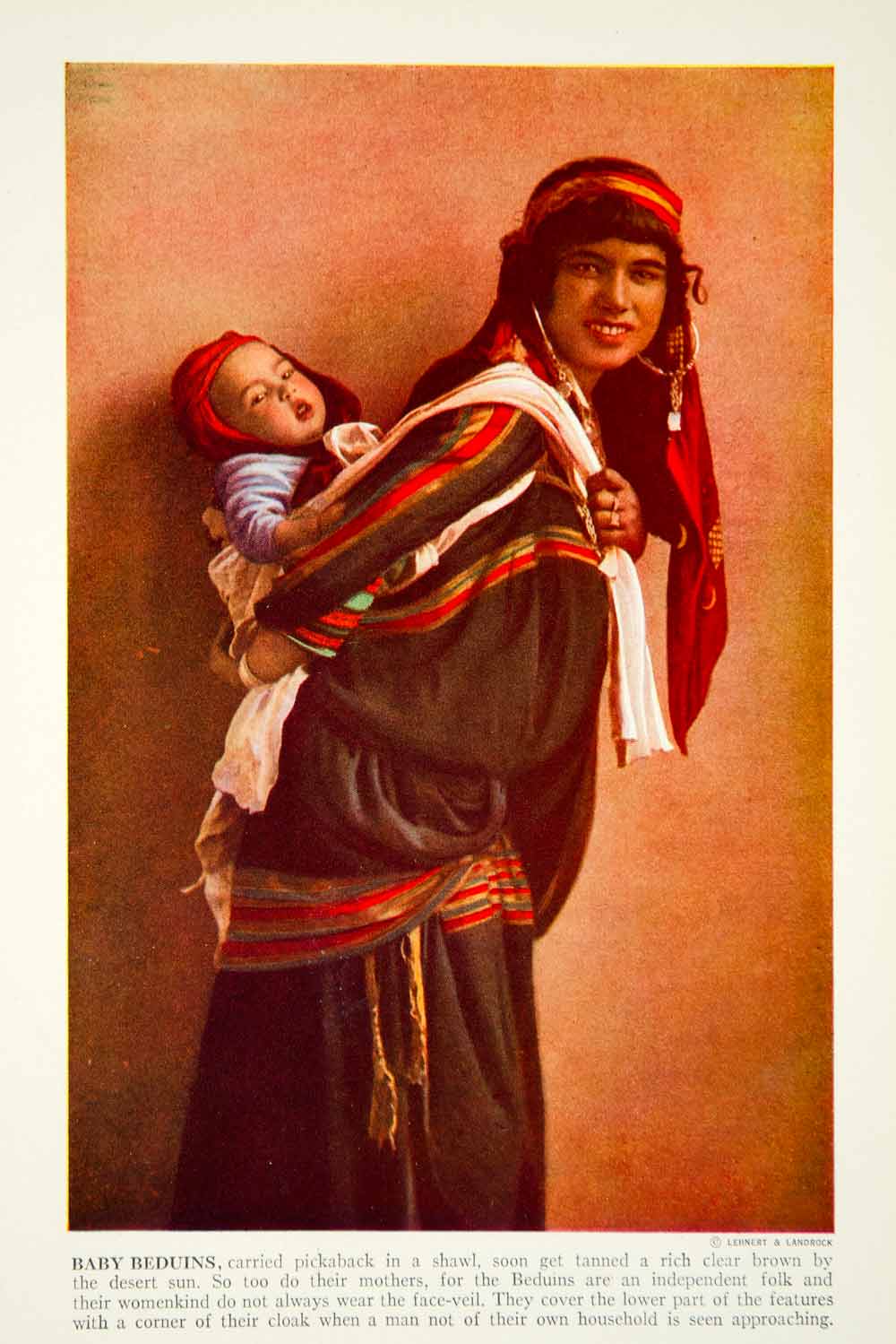 1938 Color Print Beduin Tribe Middle East Traditional Costume Dress Image XGGD4