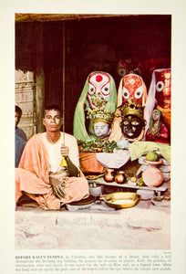 1938 Color Print Kali Shrine Temple Calcutta Bell Keeper Historical Image XGGD4