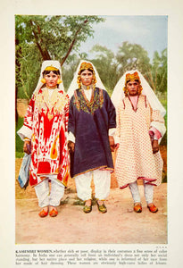 1938 Color Print Kashmir Women India Traditional Costume Dress Historical XGGD4