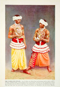 1938 Color Print Tamils Ceylon Traditional Dress Dancer India Historical XGGD4