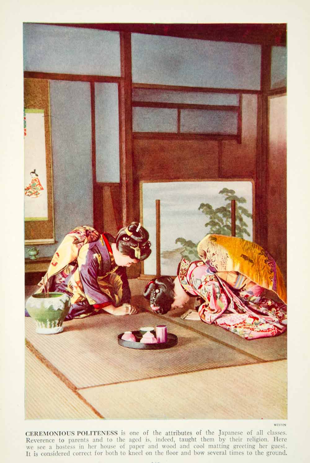 1938 Color Print Japanese Women Traditional Dress Costume Historical Image XGGD4
