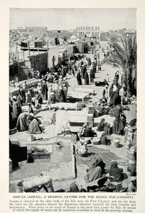 1938 Print Aswan Egypt Africa Cityscape Marketplace Trading Center Street XGGD5