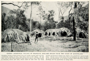 1938 Print Aboriginal Village Queensland Australia Nude Native Dwellings XGGD5
