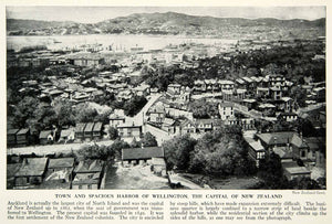 1938 Print Wellington New Zealand Cityscape North Island Harbor Urban XGGD5