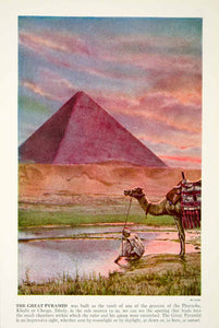 1938 Color Print Great Pyramid Giza Pharaoh Khufu Cheops Egypt Africa Nile XGGD5