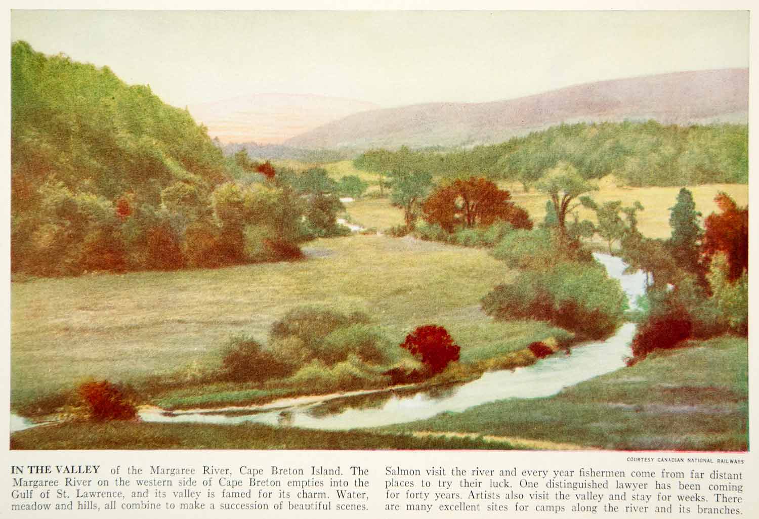 1938 Color Print Margaree River Valley Cape Breton Island Nova Scotia XGGD5