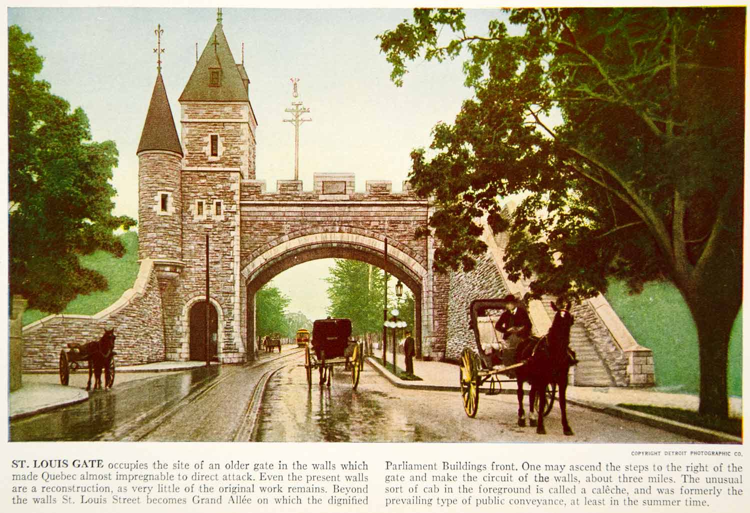 1938 Color Print Porte St Louis Quebec City Canada Rampart UNESCO Grand XGGD5