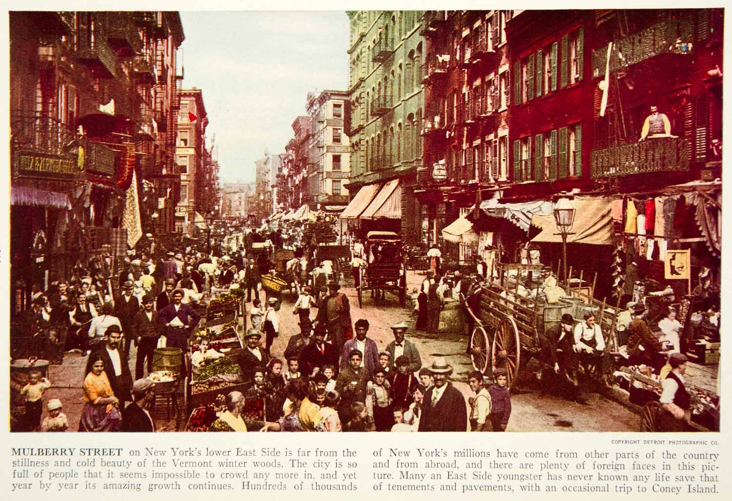 1938 Color Print Mulberry Street Manhattan New York Cityscape Thoroughfare XGGD5
