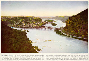 1938 Color Print Harpers Ferry Potomac Shenandoah Rivers West Virginia USA XGGD5