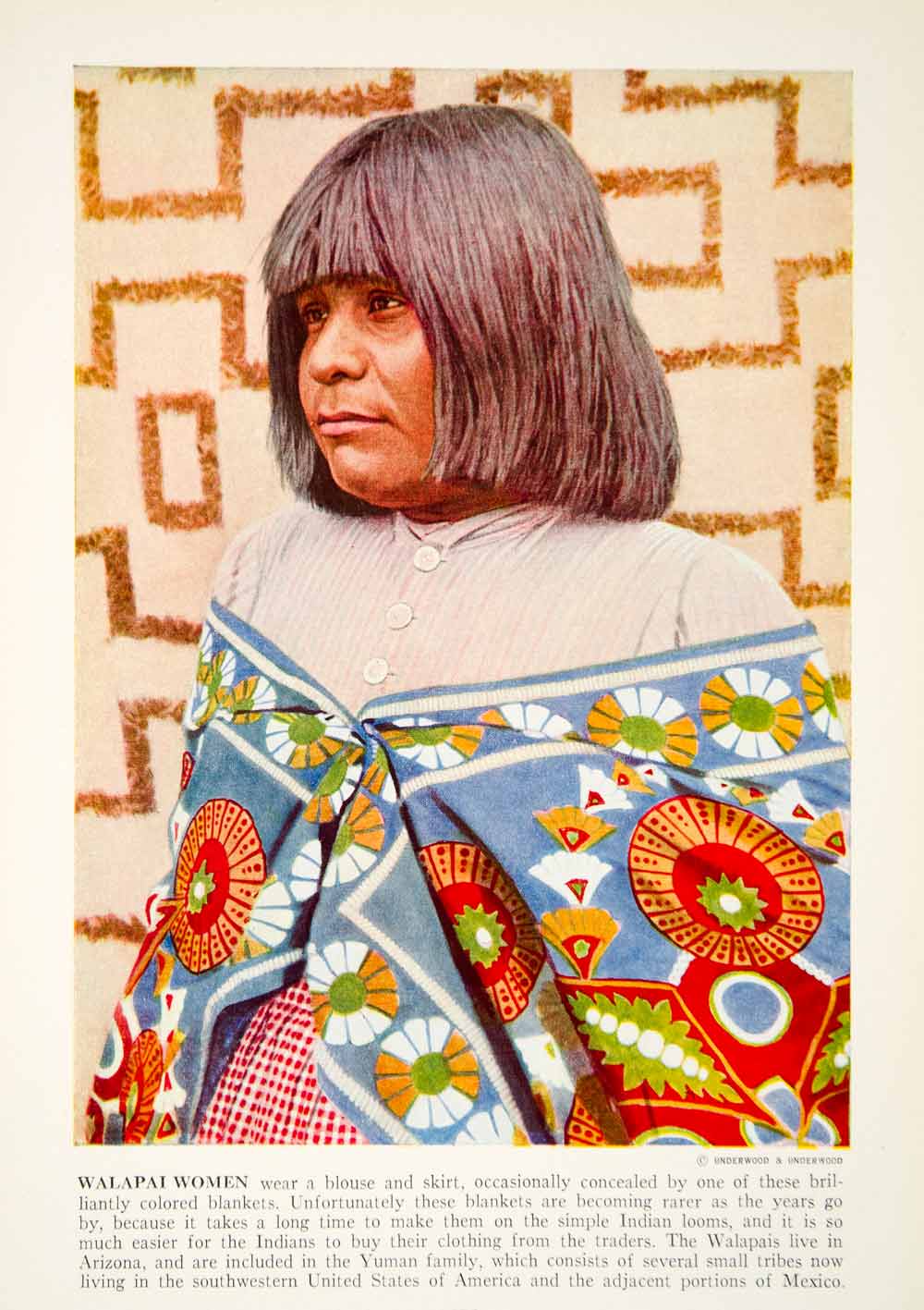 1938 Color Print Portrait Hualapai Walapai Native American Woman Tribal XGGD5