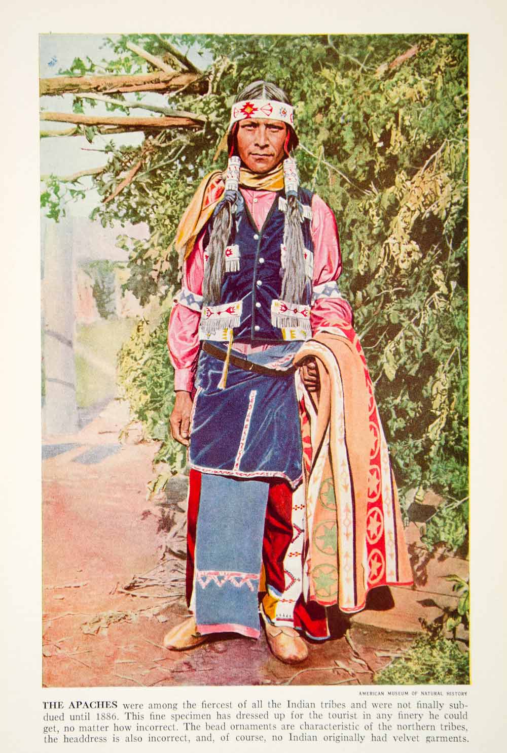 1938 Color Print Portrait Apache Native American Indian Man Costume XG – Period Paper Historic Art LLC 1938 Color Print Portrait Apache Native American Indian Man Costume XG – Period Paper Historic Art LLC