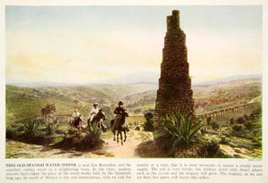 1938 Color Print Los Remedios National Park Mexico Spanish Water Tower XGGD5