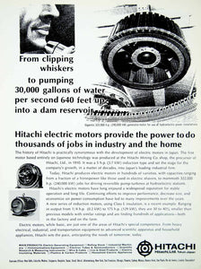 1968 Ad Hitachi Electric Motors Dam Reservoir Japanese Generator XGGD7