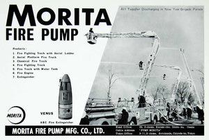 1968 Ad Morita Fire Pump Venus Extinguisher Truck Water Tank Japanese XGGD7
