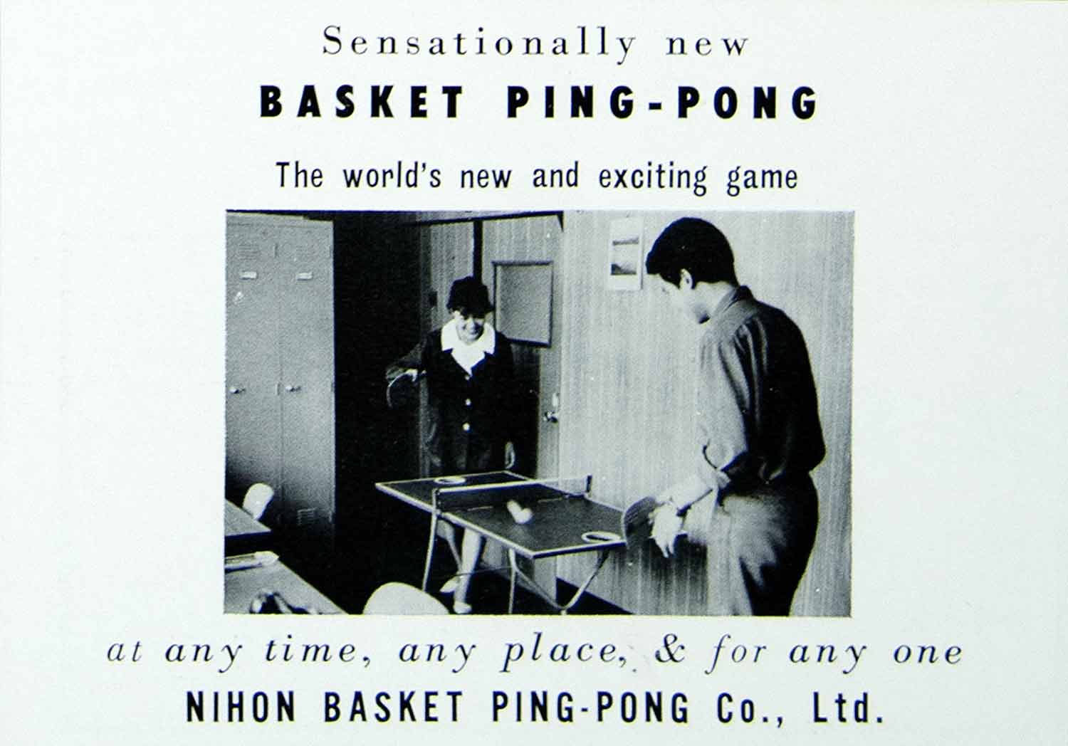 1968 Ad Pasket Ping-Pong Nihon Japanese Table Tennis Sport Paddle Net Game XGGD7