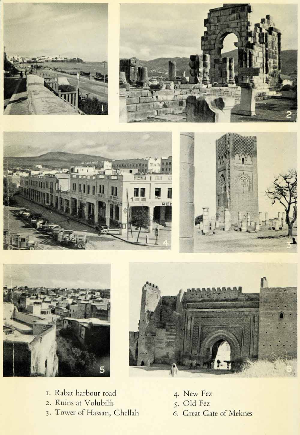 1936 Halftone Print Fez Morocco Architecture Tower Hassan Gate Meknes XGH1