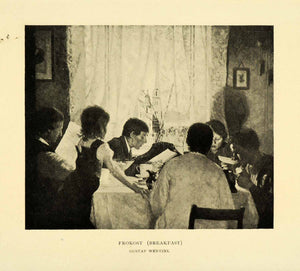 1907 Halftone Print Norway Wentzel Frokost Breakfast Family Meal XGH2