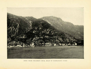 1896 Halftone Print Odde Odda Norway Cityscape Hardanger Fjord Historic XGH3
