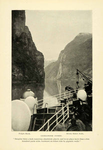 1896 Halftone Print Geirangerfjord Pulpit Rock Seven Sister Waterfalls XGH3
