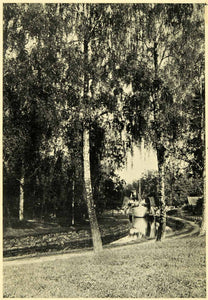 1927 Halftone Print View Gotha Canal Sweden Rock Walls Trees Boat XGH4