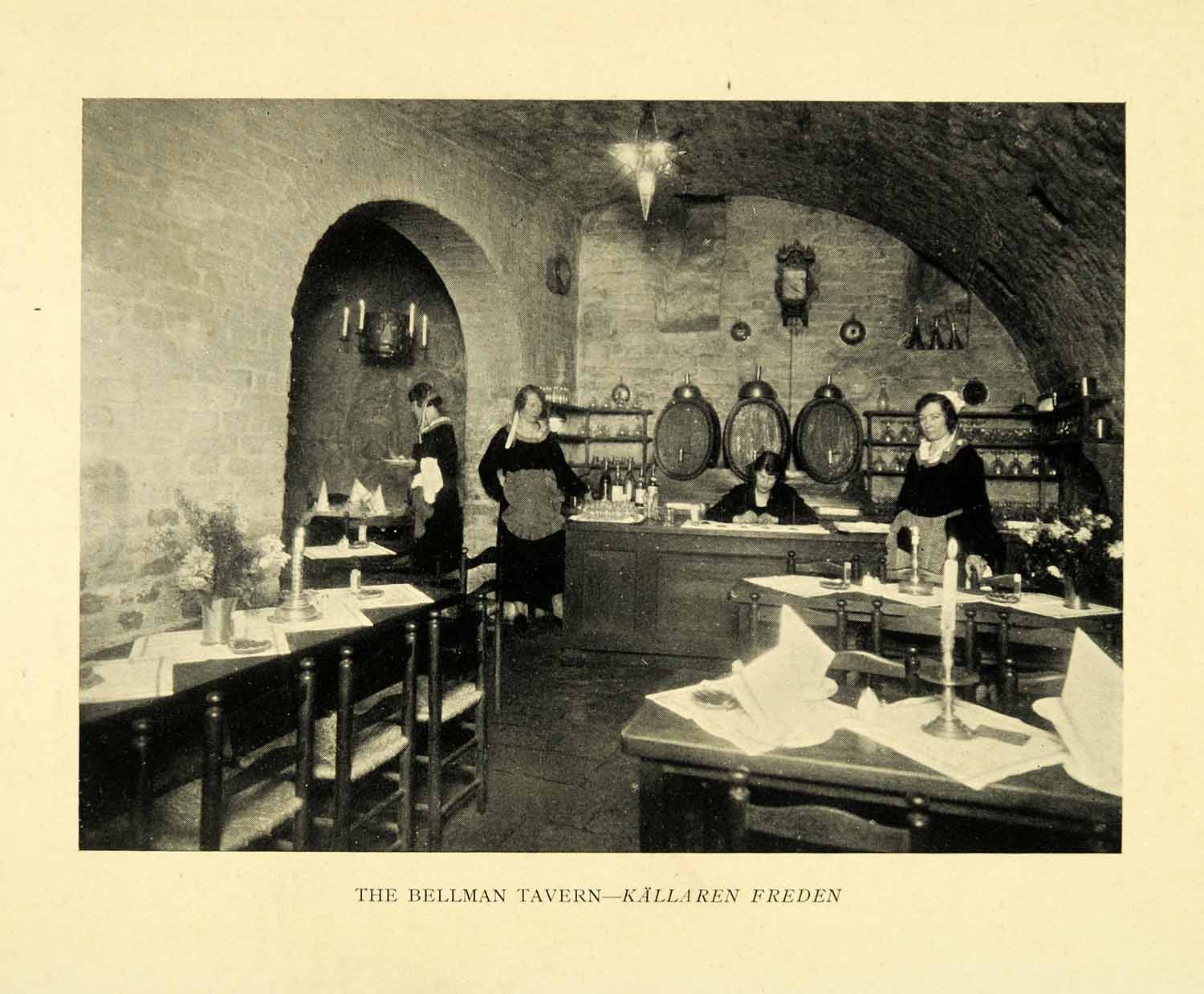1927 Halftone Print Bellman Tavern Kallaren Freden Sweden Pub Alehouse XGH4