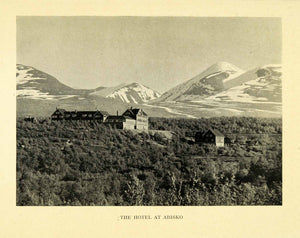 1927 Halftone Print Hotel Abisko Sweden Inn Hostel Lodge Landscape XGH4