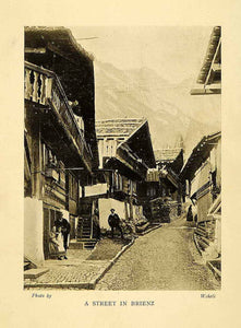1910 Halftone Print Street Brienz Switzerland Bern Canton Bernese Oberland XGH5