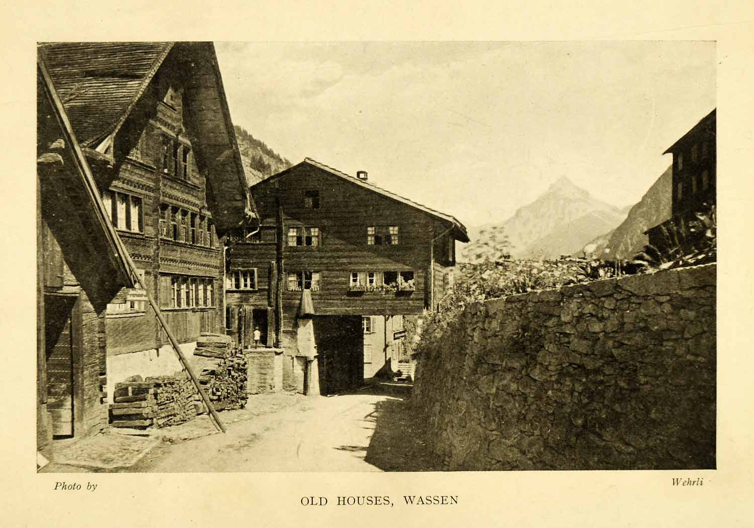 1910 Halftone Print Derelict Old Houses Wassen Uri Switzerland Firewood XGH5
