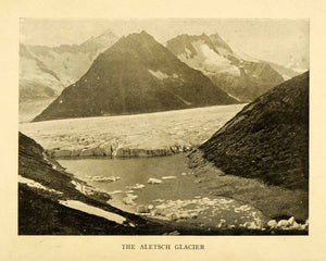 1910 Halftone Print Great Aletsch Glacier Alps Switzerland Bernese Valais XGH5