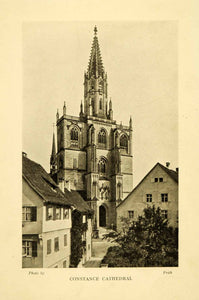 1910 Halftone Print Constance Konstanz Cathedral Minster Germany Neo-Gothic XGH5