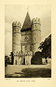 1910 Halftone Print St Paul Gate Spalen Bale Basel Switzerland XGH5