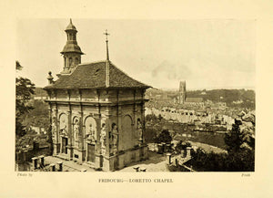 1910 Halftone Print Capel Notre-Dame Lorette Fribourg Switzerland XGH5