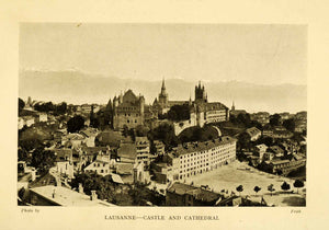 1910 Halftone Print Lausanne Switzerland Beaulieu Castle Notre Dame XGH5