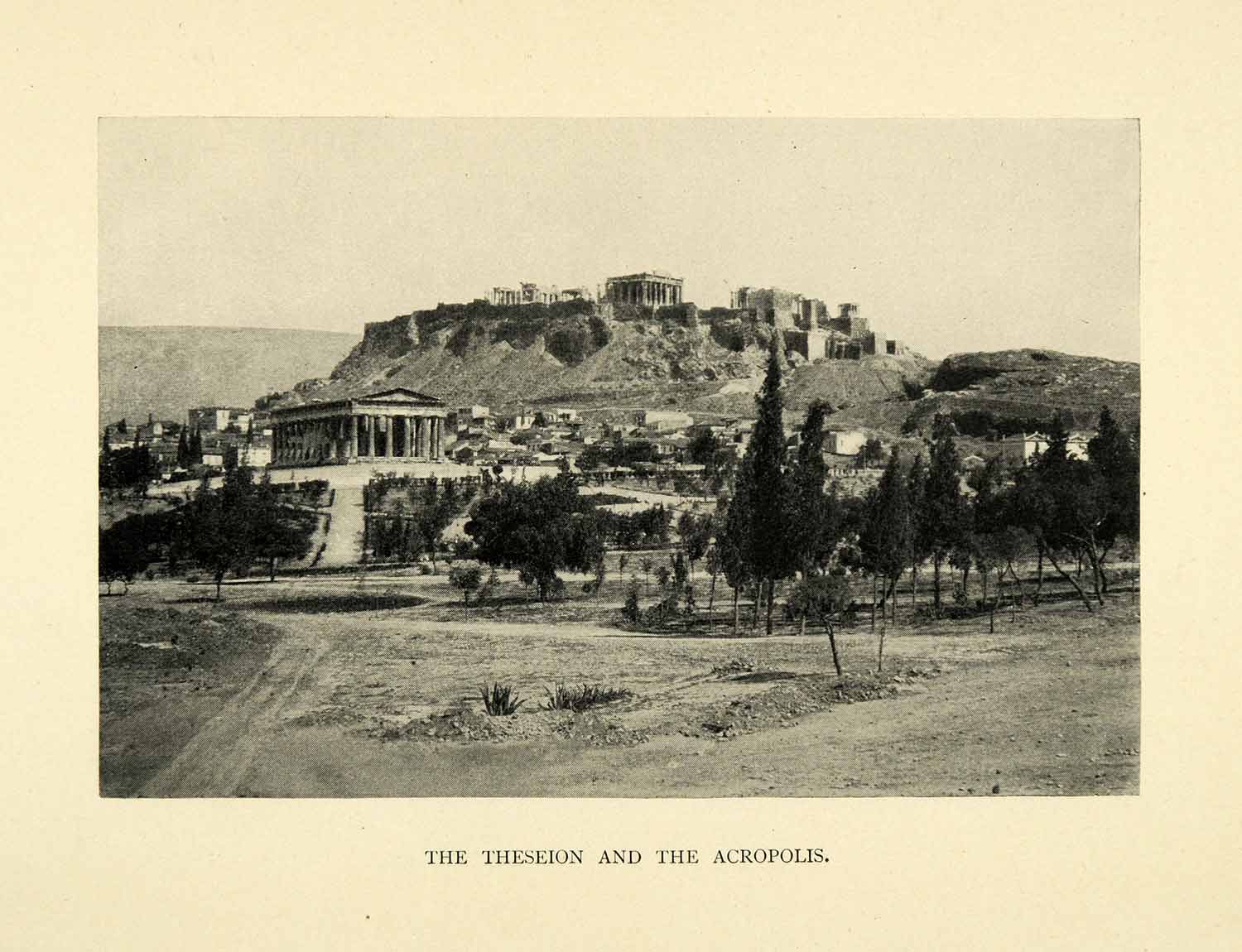 1898 Halftone Print Temple Hephaestus Theseion Acropolis Citadel Athens XGH7