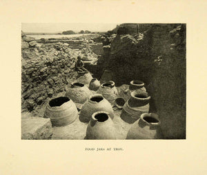 1898 Halftone Print Food Jars Pottery Archaeologic Excavation Troy XGH7