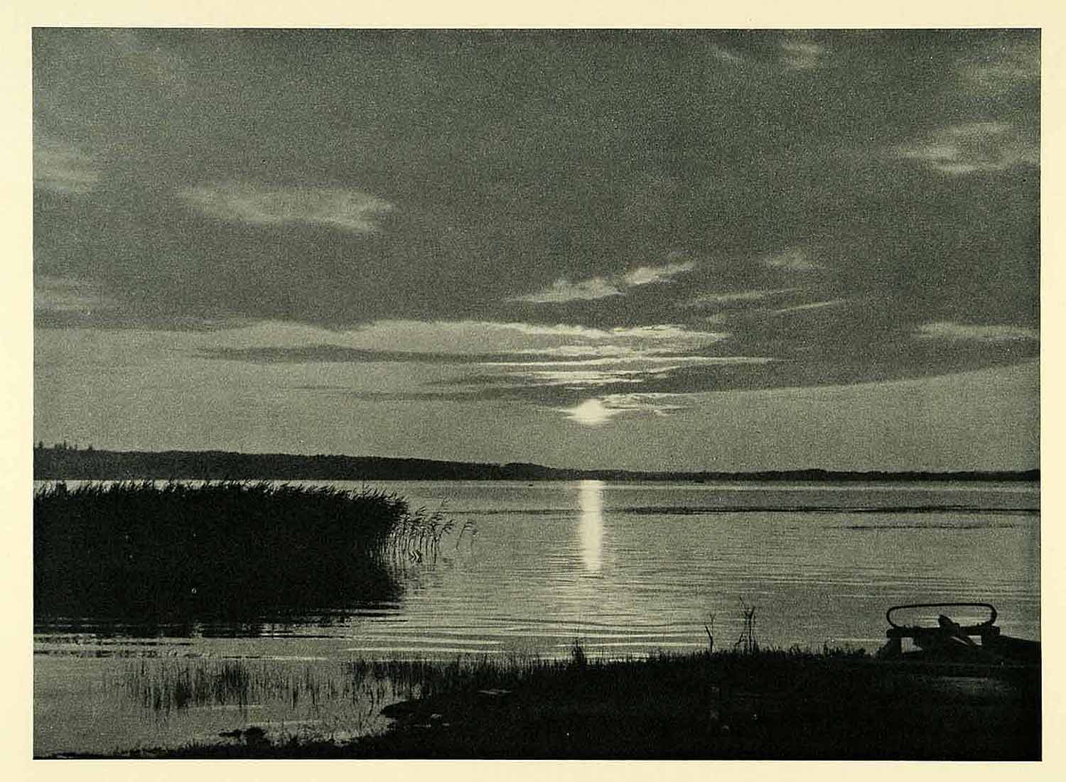 1949 Print Lake Fure Denmark Scandinavia Sunset Landscape Natural History XGH9