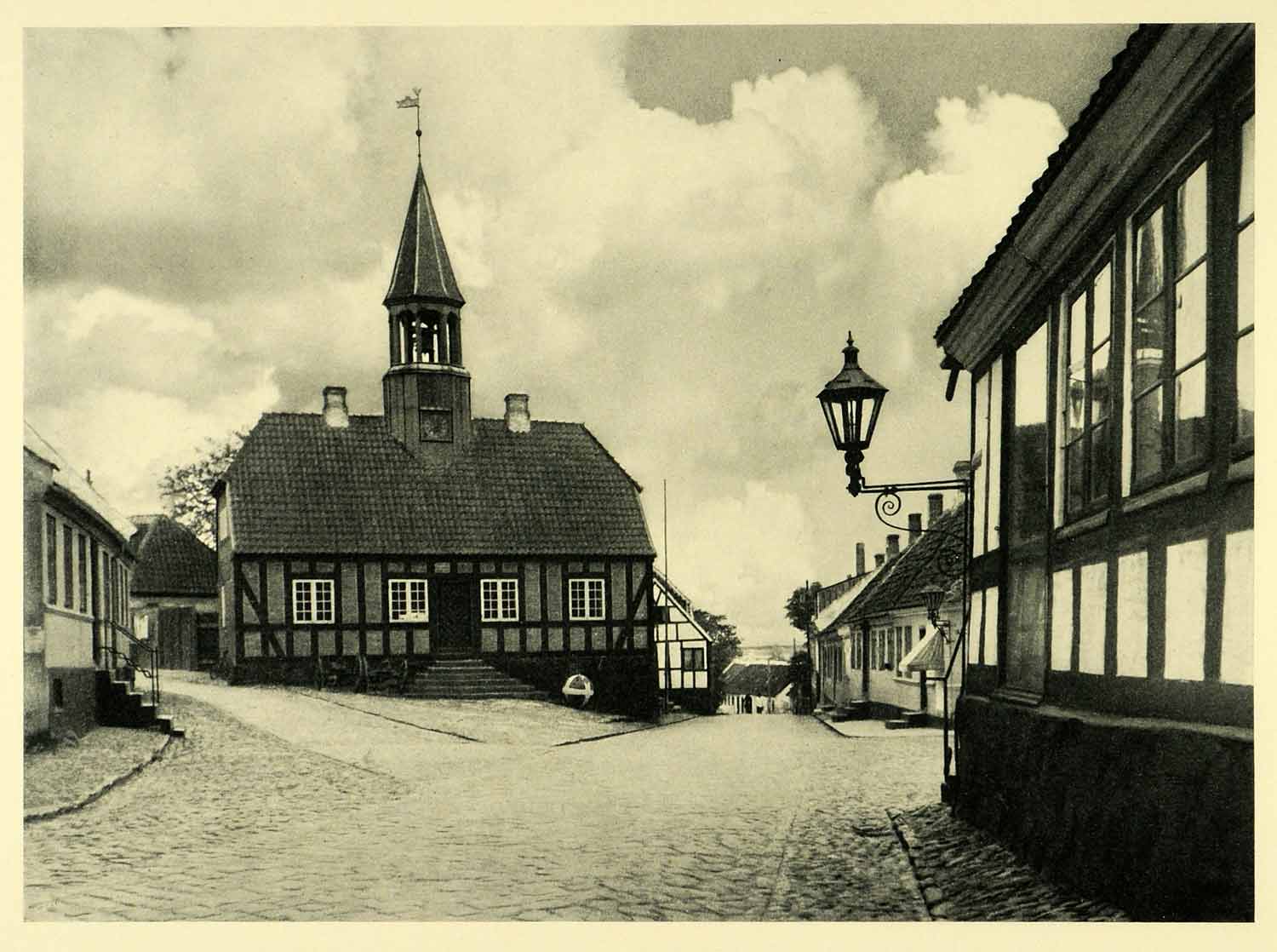 1949 Print Ebeltoft Aarhus Jutland Peninsula Denmark City Town Hall XGH9
