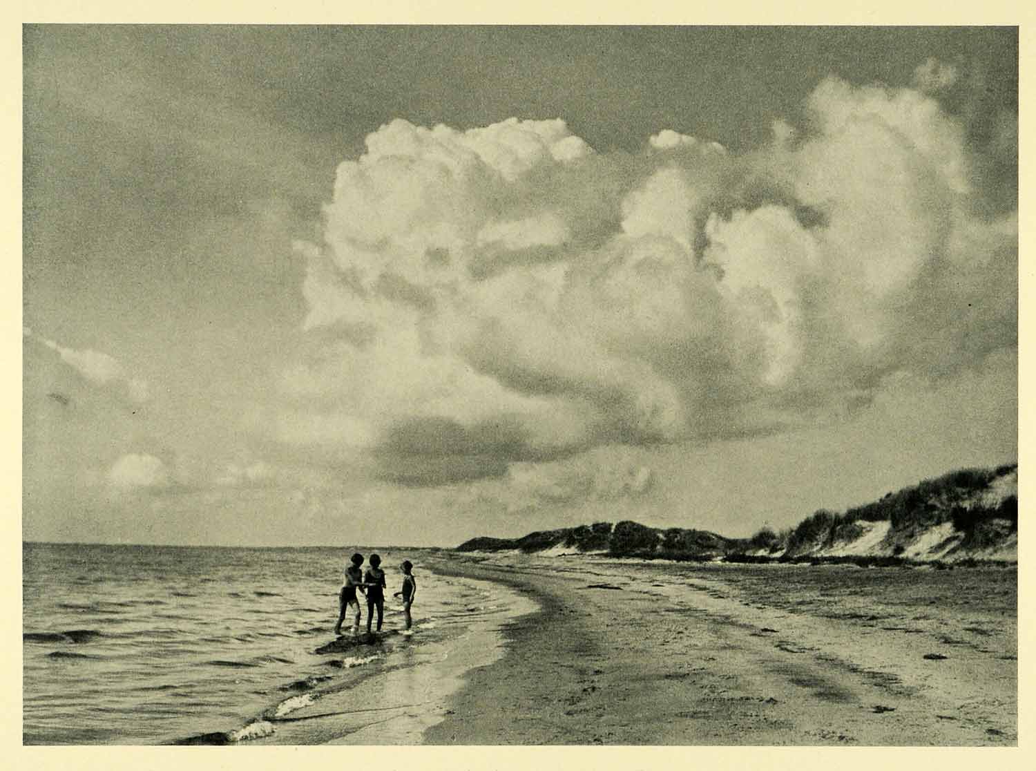 1949 Print North Sea Kids Coastal Seascape Denmark Scandinavia Historic XGH9